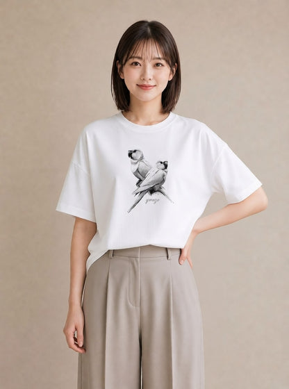 Tシャツ レディース オカメインコ ペット 動物 イラスト きれいめ ギフト 母の日 白T
