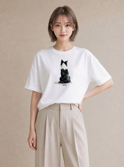 グラフィックTシャツ レディース 犬 いぬ イラスト レトロ 送別ギフト 通勤 白T