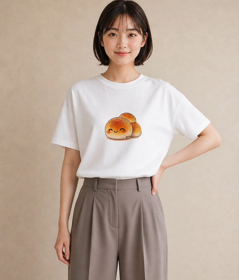 グラフィックTシャツ レディース おにぎり 食べ物 フード イラスト アート風 海 カフェ巡り 白T