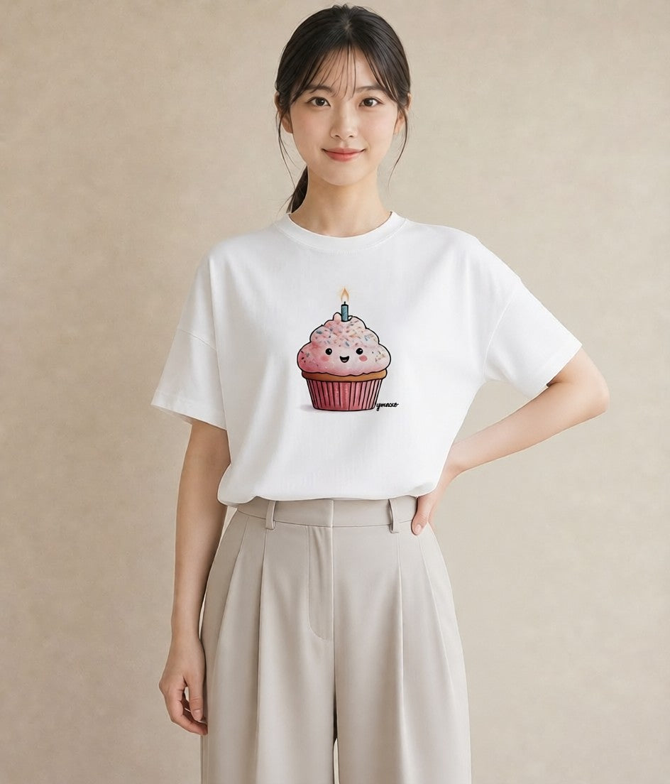 グラフィックTシャツ レディース マフィン 食べ物 フード イラスト 上品 姉妹 送別ギフト 白T