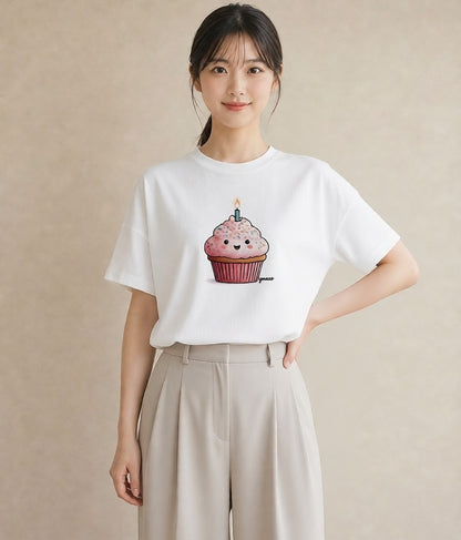 グラフィックTシャツ レディース マフィン 食べ物 フード イラスト 上品 姉妹 送別ギフト 白T
