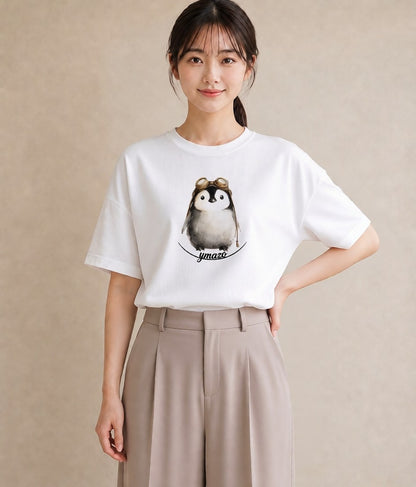 グラフィックTシャツ レディース ペンギン ぺんぎん 動物 アニマル イラスト きれいめカジュアル 秋コーデ おしゃれギフト 白T