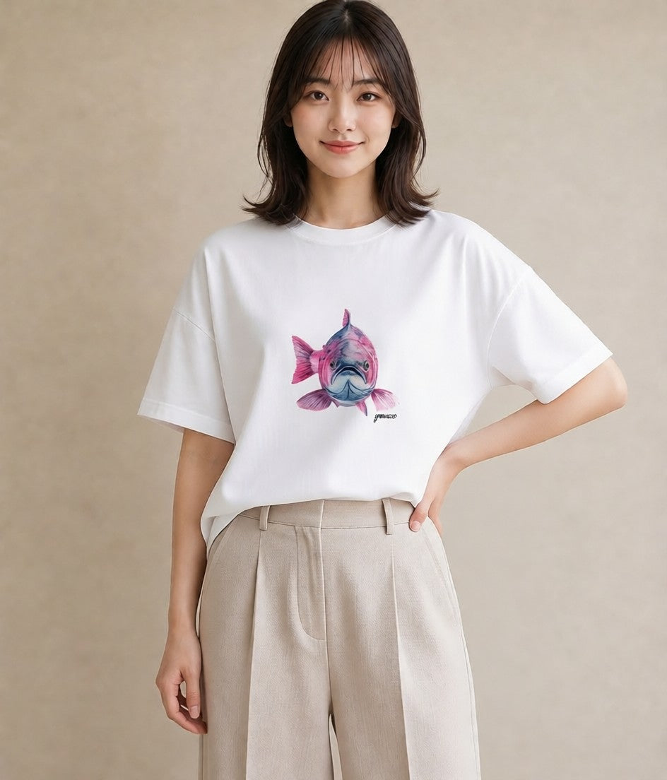グラフィックTシャツ レディース 熱帯魚 海の生き物 海 イラスト 普段使い クリスマス 旅行 白T