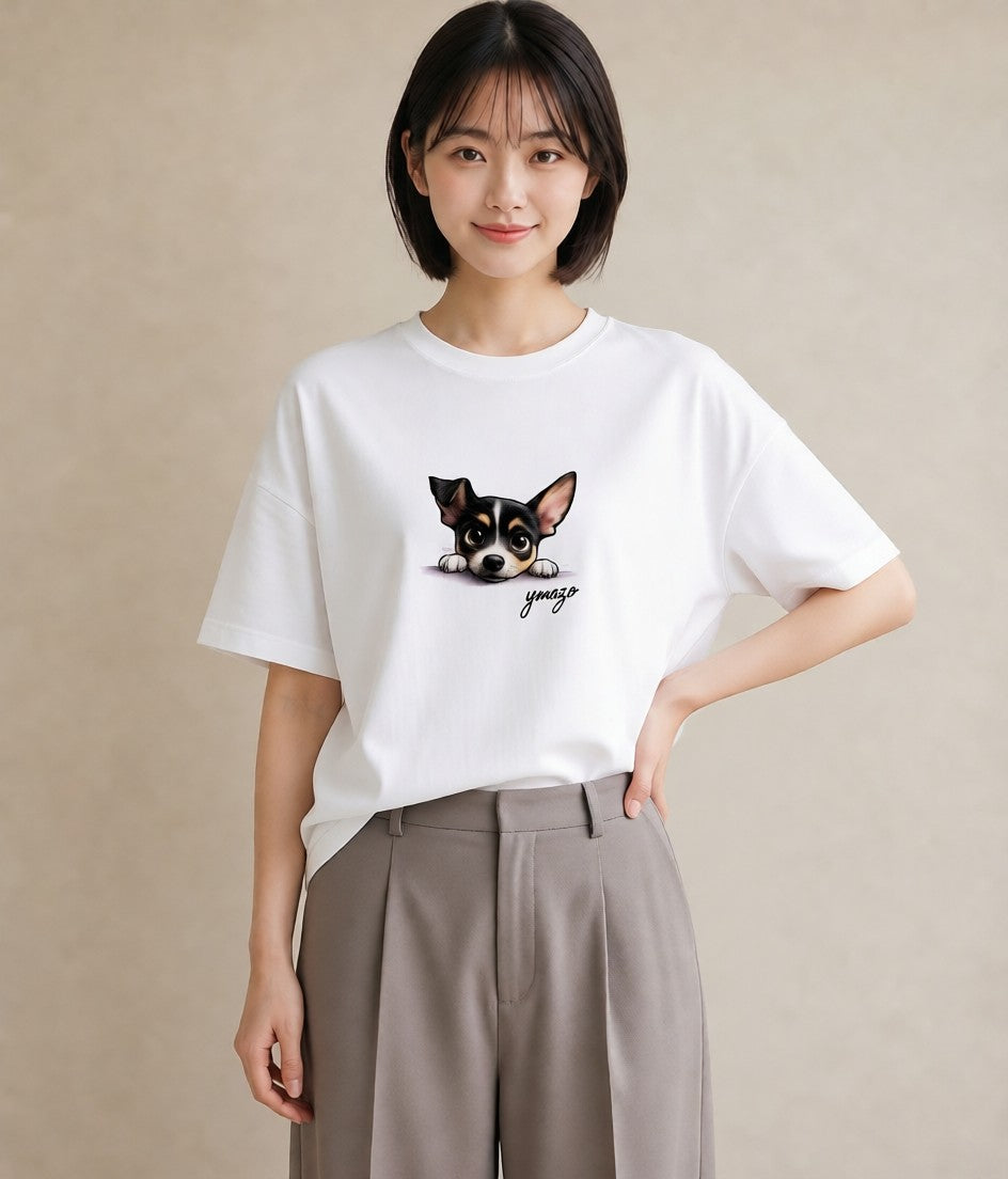 デザインTシャツ レディース チワワ 犬 いぬ イラスト フェミニン ルームウェア ギフト 白T