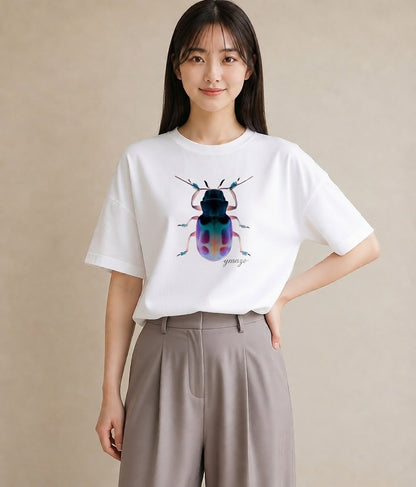 Tシャツ レディース カブトムシ 昆虫 虫 イラスト 線画 ルームウェア ギフト 白T
