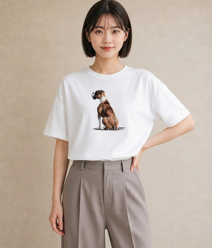 Tシャツ レディース ミックス犬 犬 いぬ イラスト お洒落 女性 旅行用 白T