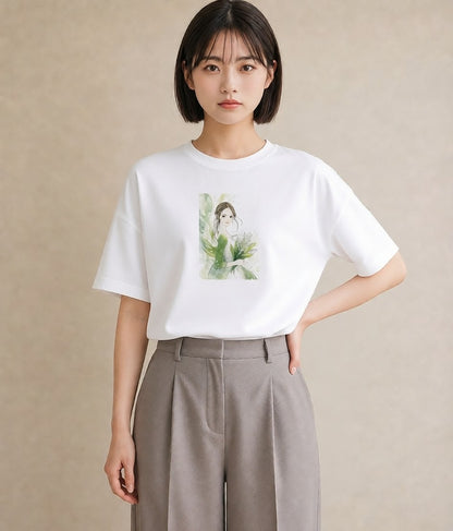グラフィックTシャツ レディース すずらん 花 花柄 イラスト ゆるコーデ 旅行 母娘コーデ 白T