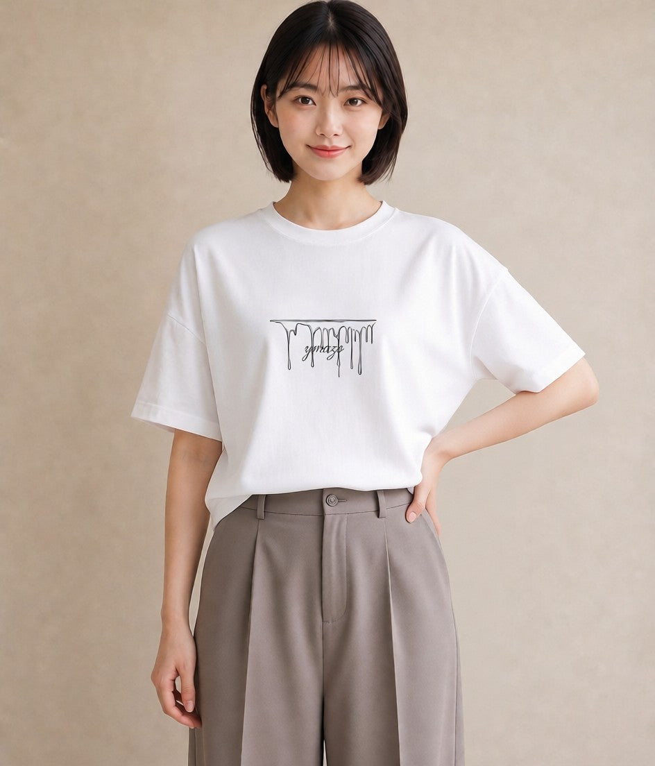 半袖Tシャツ レディース 雨上がりの小道 雨上がり 小道 ナチュラル アンティーク イラスト ユニーク お揃い 親子 白T