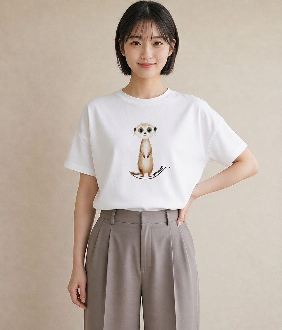 グラフィックTシャツ レディース コツメカワウソ 動物 アニマル イラスト モード 普段着 週末コーデ 白T