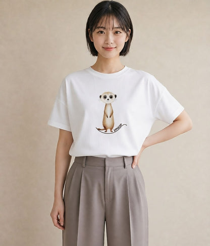 グラフィックTシャツ レディース コツメカワウソ 動物 アニマル イラスト モード 普段着 週末コーデ 白T