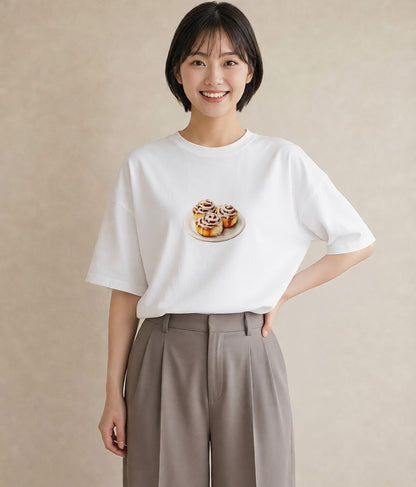デザインTシャツ レディース ベーグル 食べ物 フード イラスト ヴィンテージ風 カフェ服 クリスマス 白T