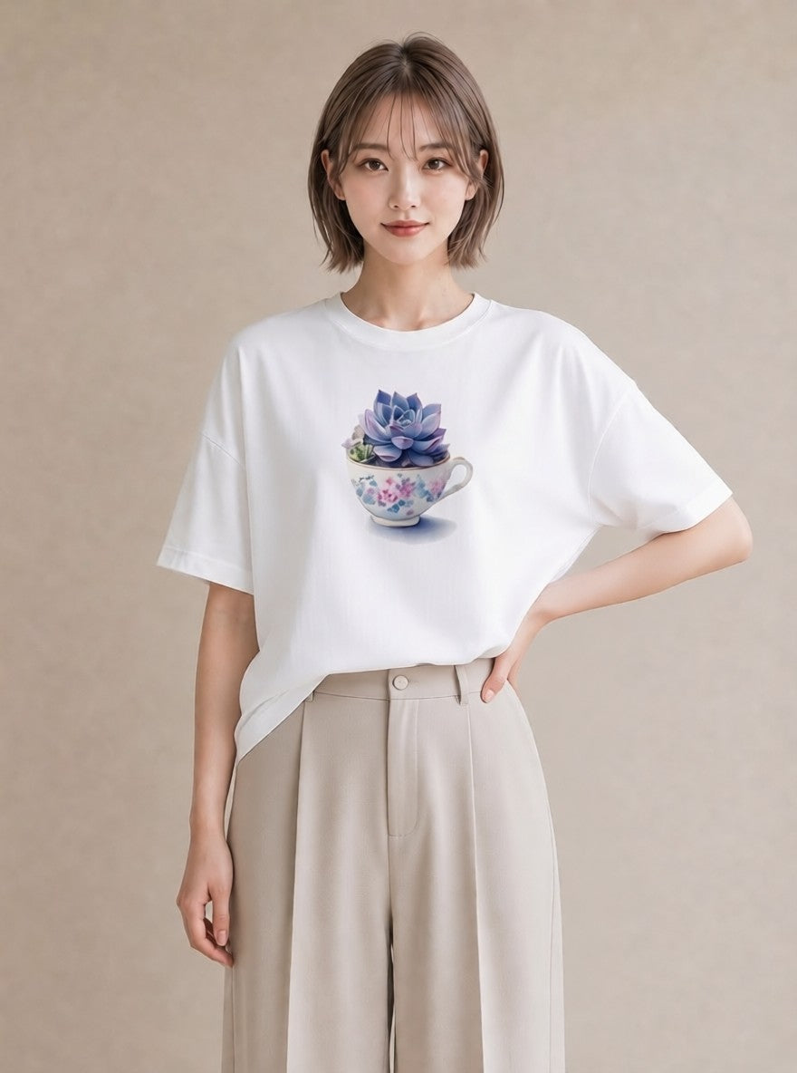 デザインTシャツ レディース 紅茶 食べ物 フード イラスト ナチュラル 親子 20代 白T