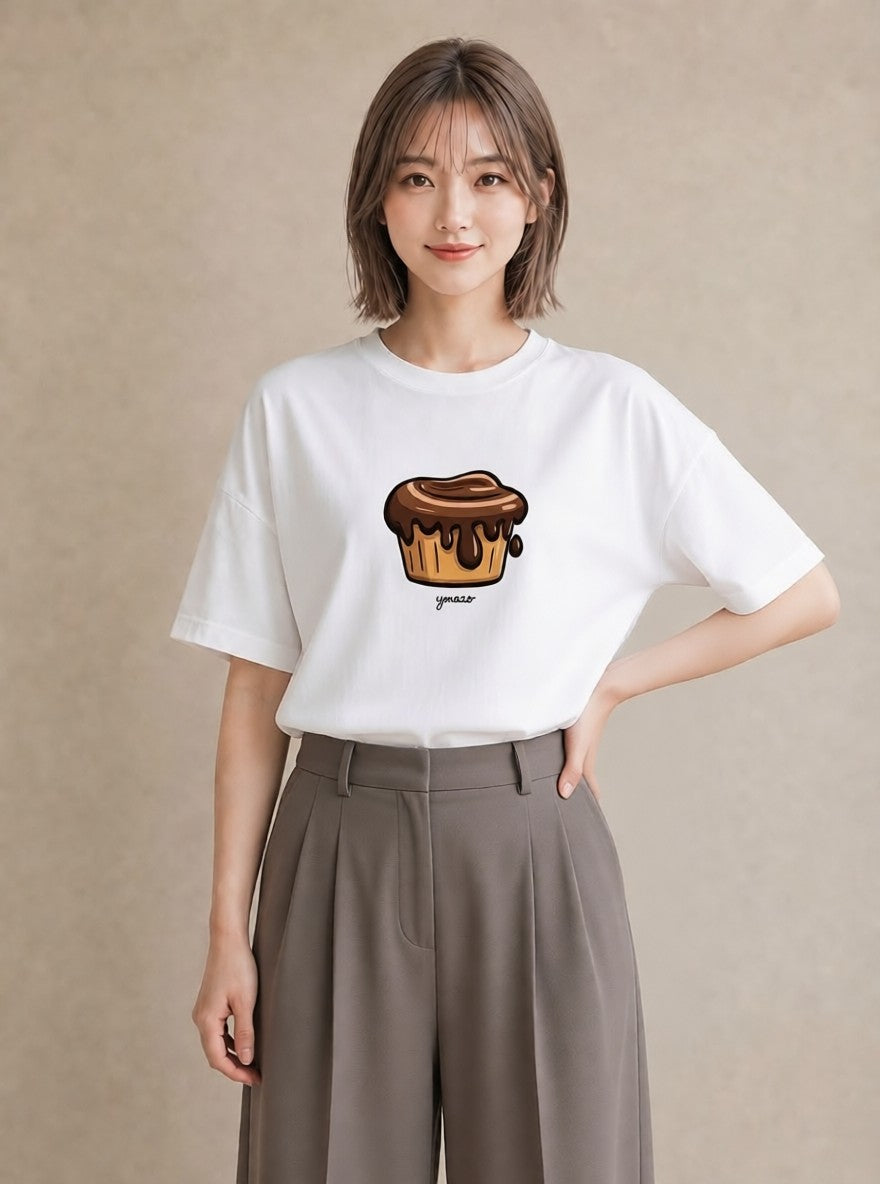 グラフィックTシャツ レディース スイーツ お菓子 デザート イラスト シンプル ビーチ デイリーウェア 白T