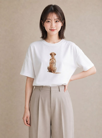 デザインTシャツ レディース わんちゃん 犬 いぬ イラスト ラフカジュアル 女性 旅行用 白T