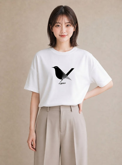 グラフィックTシャツ レディース 折り鶴 折り紙 ナチュラル アンティーク イラスト 線画 お揃い 親子 白T