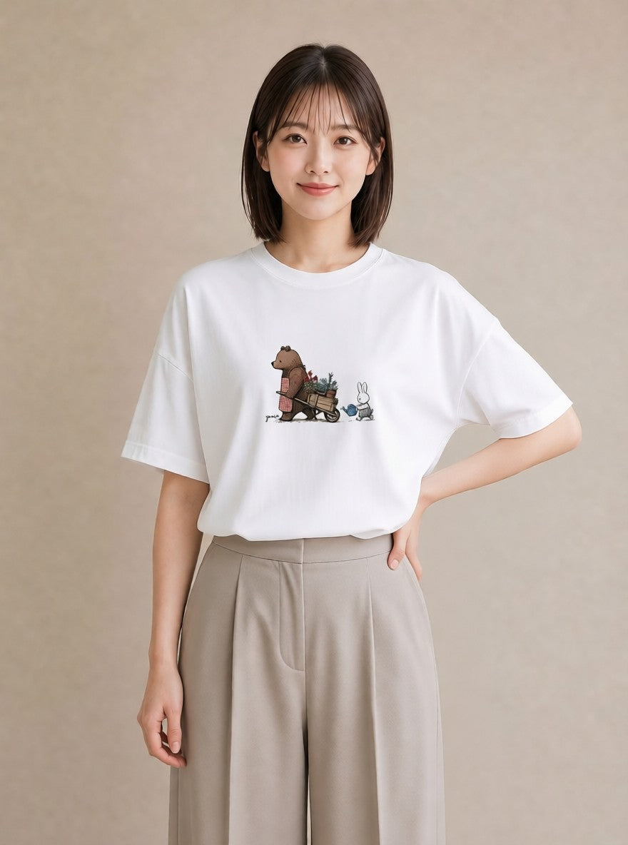 Tシャツ レディース さくら 桜 桜の枝 イラスト こなれ感 カフェ巡り 女子会 白T