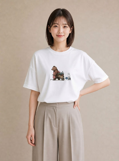 Tシャツ レディース さくら 桜 桜の枝 イラスト こなれ感 カフェ巡り 女子会 白T