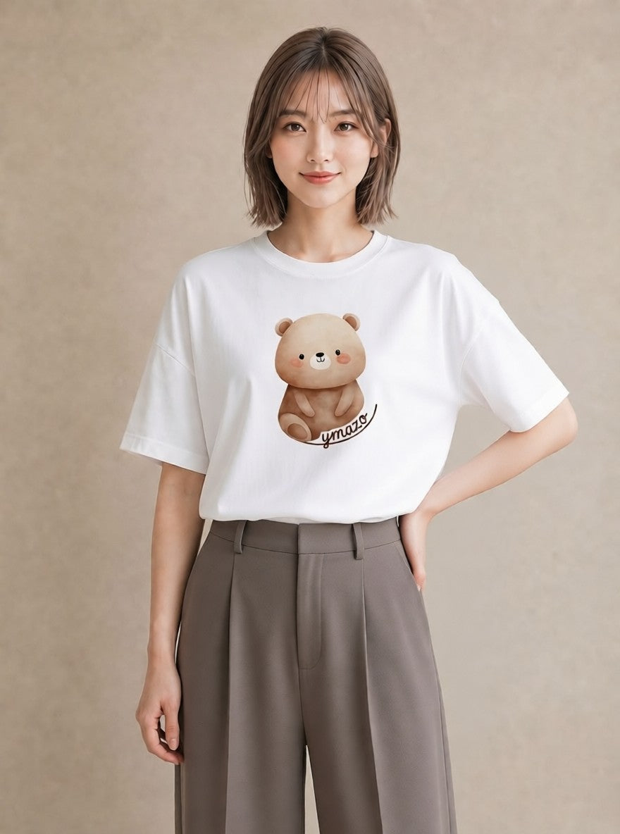 プリントTシャツ レディース しろくま 白くま 動物 アニマル イラスト カフェコーデ お揃い 親子 白T