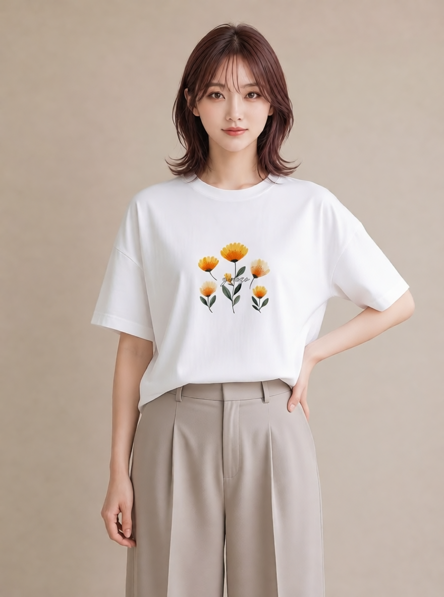 プリントTシャツ レディース たんぽぽ 花 花柄 イラスト 可愛い お揃い 親子 白T