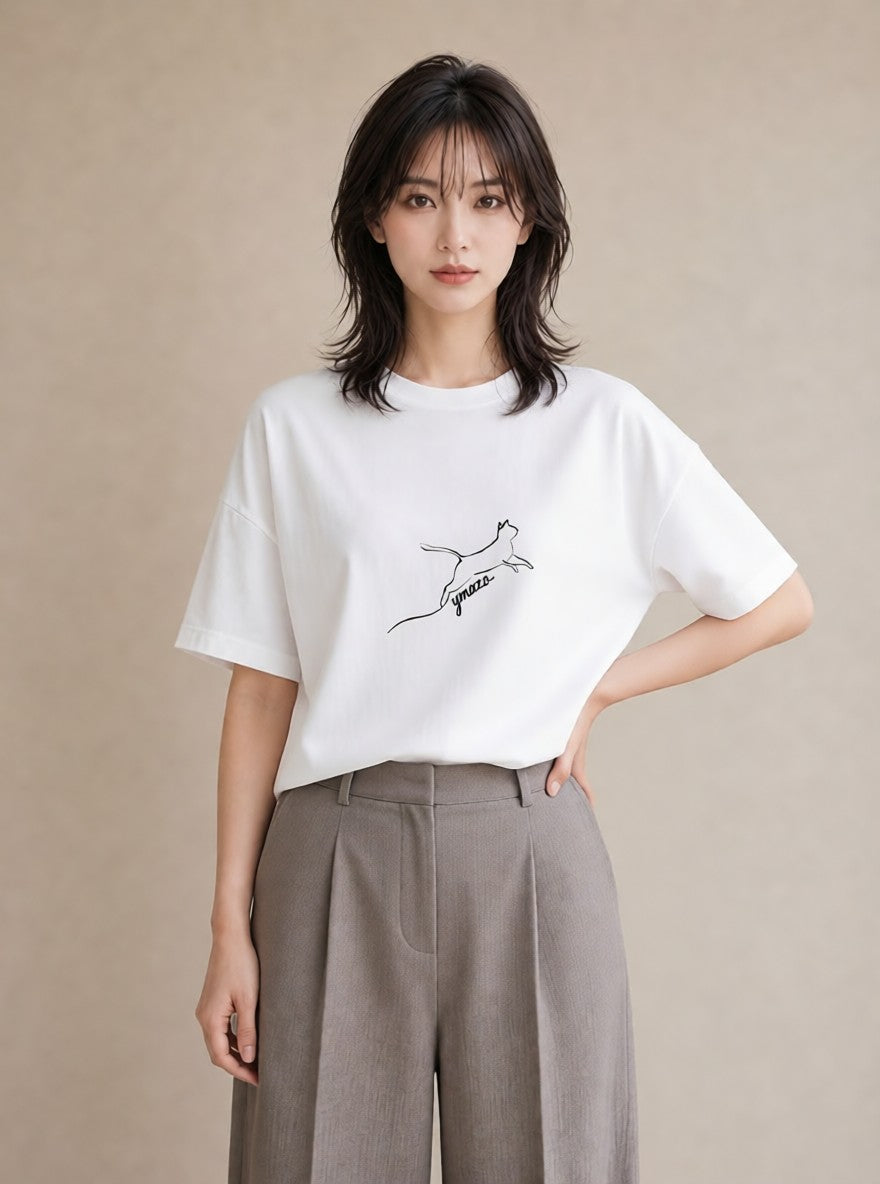 Tシャツ レディース 猫 ねこ ネコ イラスト カジュアル 姉妹 送別ギフト 白T