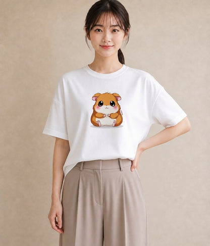 Tシャツ レディース ジャンガリアンハムスター ペット 動物 イラスト 普段使い 買い物 夏コーデ 白T