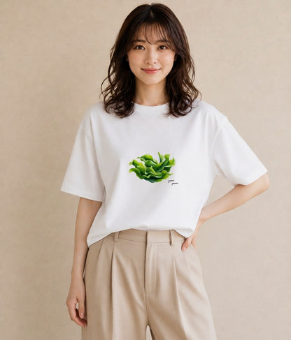 デザインTシャツ レディース シダ 植物 ボタニカル イラスト 手描き風 週末コーデ 敬老の日 白T