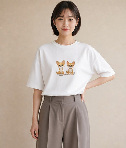 プリントTシャツ レディース チワワ 犬 いぬ イラスト フェミニン ホワイトデー 春服 白T