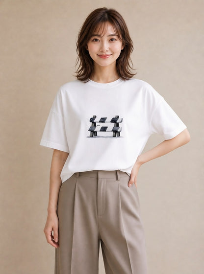 プリントTシャツ レディース 桟橋 水辺 波止場 ナチュラル アンティーク イラスト 手描き風 おしゃれギフト 社会人 白T