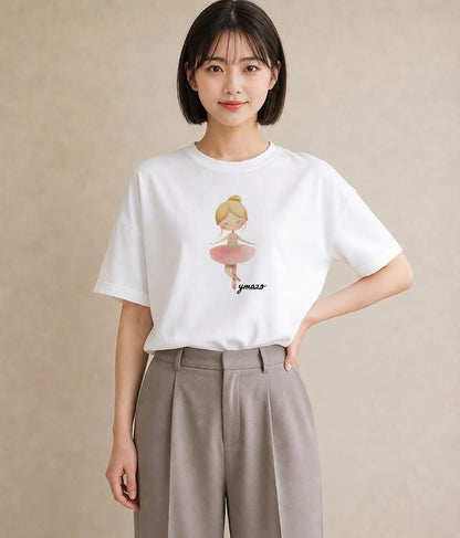 デザインTシャツ レディース バレエシューズ バレエ トウシューズ ナチュラル アンティーク イラスト お洒落 敬老の日 ホワイトデー 白T