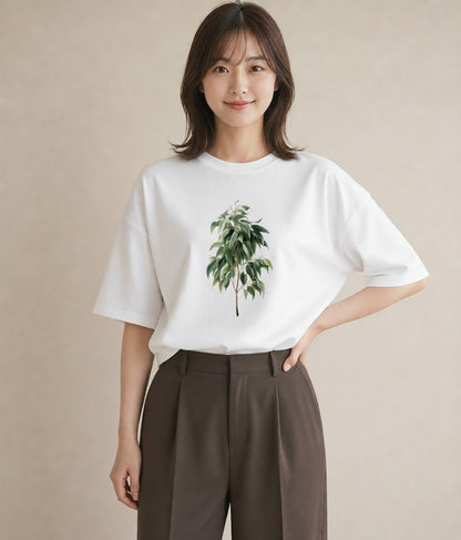 デザインTシャツ レディース ユーカリ 植物 ボタニカル イラスト きれいめカジュアル ギフト 母の日 白T