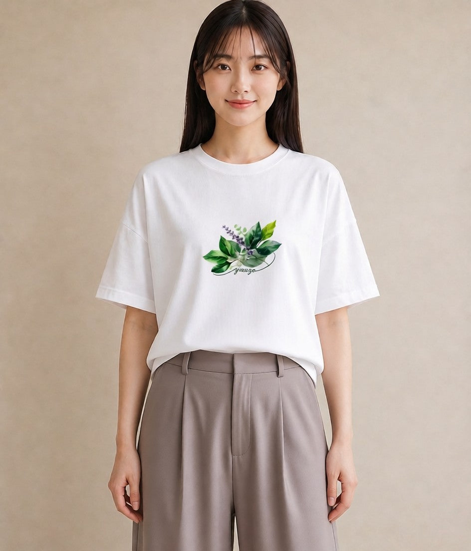 半袖Tシャツ レディース ハーブティー 食べ物 フード イラスト ニュアンス 女子会 お揃い 白T