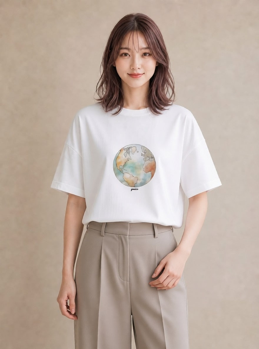グラフィックTシャツ レディース 土星 星空 宇宙 イラスト ユニーク ホワイトデー 春服 白T