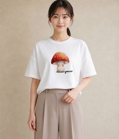 半袖Tシャツ レディース 傘 水たまり 雨 ナチュラル アンティーク イラスト 手描き風 女性 旅行用 白T
