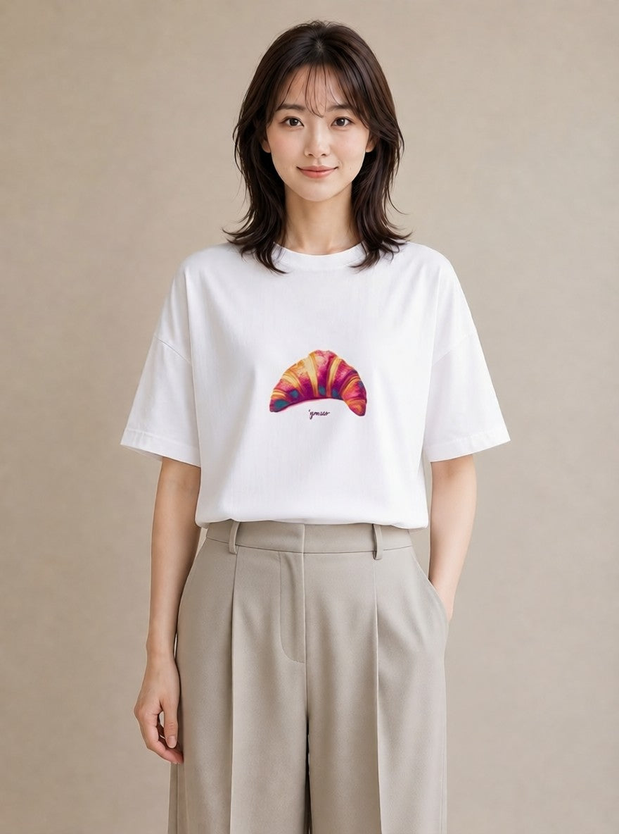 デザインTシャツ レディース パン ベーカリー レトロ イラスト ヴィンテージ風 自分用 ルームウェア 白T