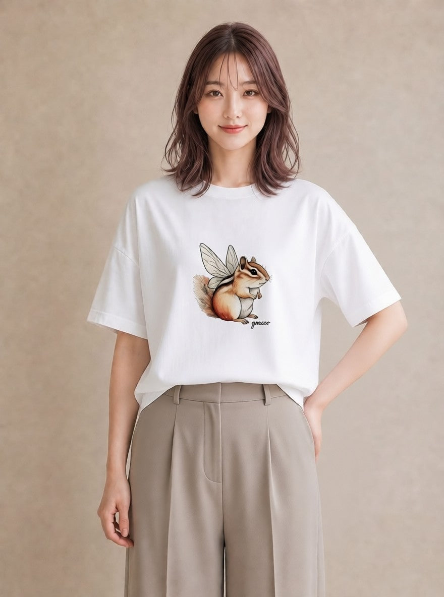グラフィックTシャツ レディース デグー ペット 動物 イラスト ヴィンテージ風 誕生日プレゼント 綿100 白T