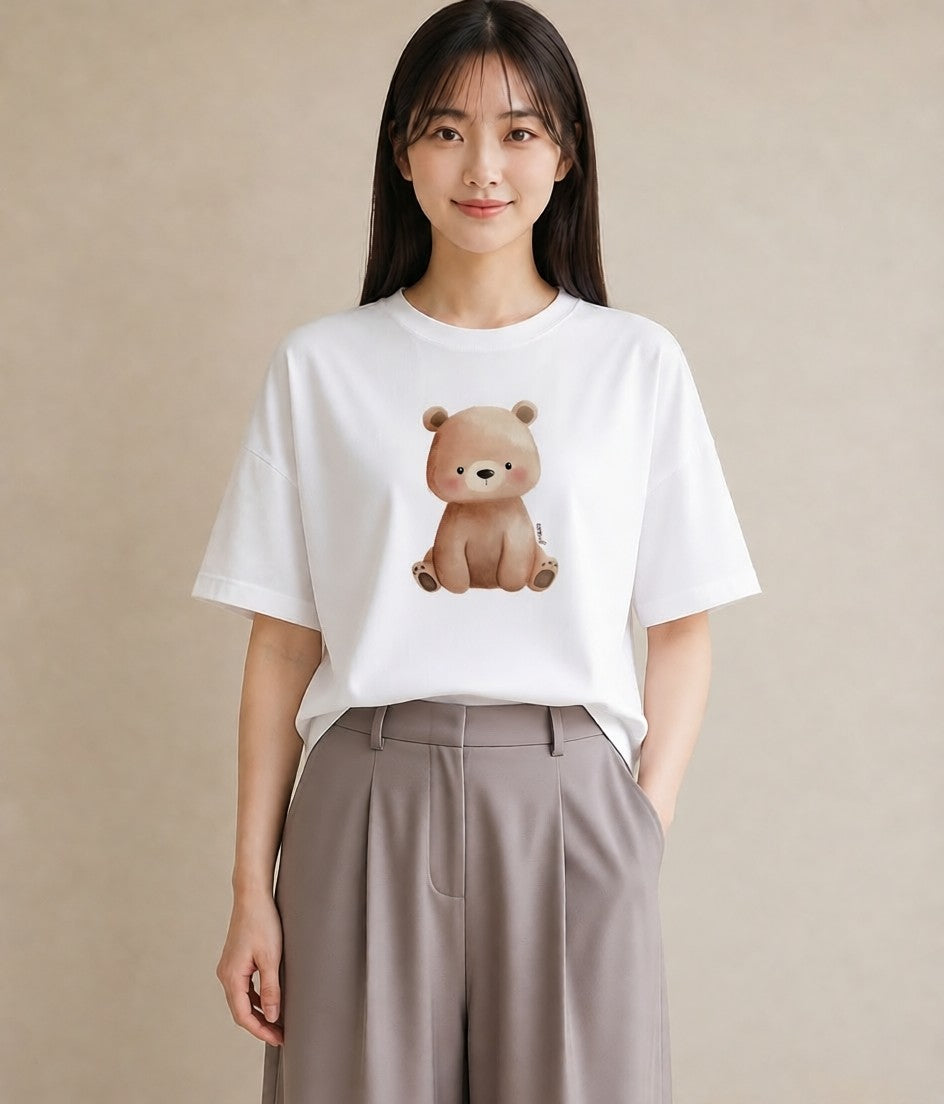 デザインTシャツ レディース しろくま 白くま 動物 アニマル イラスト ミニマル 20代 カジュアルコーデ 白T