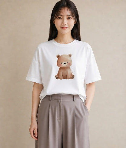 デザインTシャツ レディース しろくま 白くま 動物 アニマル イラスト ミニマル 20代 カジュアルコーデ 白T