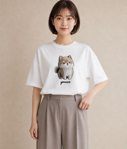 グラフィックTシャツ レディース 柴犬 しばいぬ 犬 いぬ イラスト ミニマル 週末コーデ 敬老の日 白T