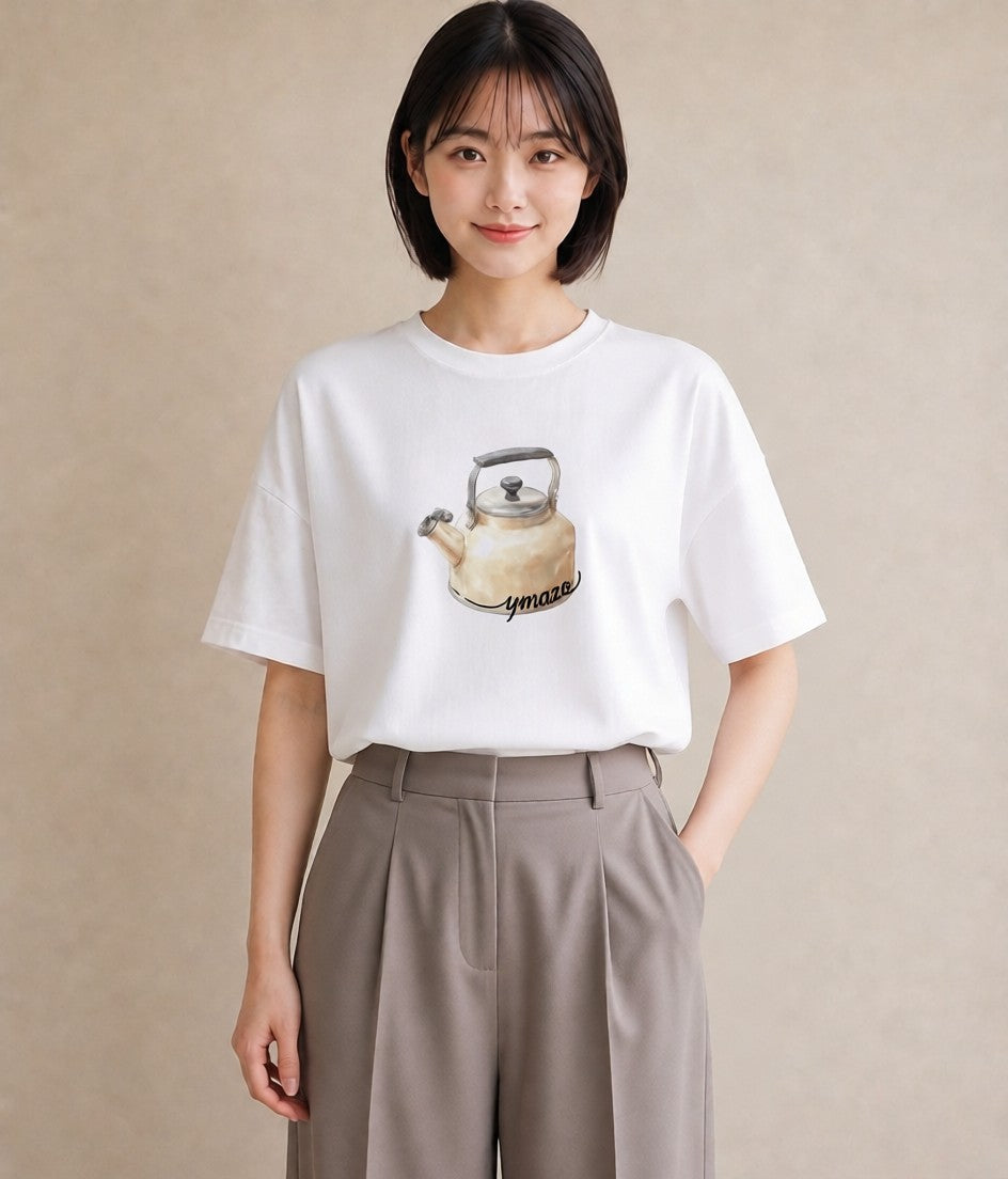 Tシャツ レディース 紅茶 食べ物 フード イラスト レトロ ラフ レイヤード 白T