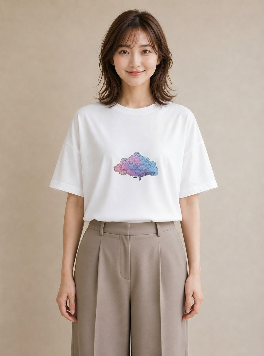 グラフィックTシャツ レディース 空 星空 宇宙 イラスト こなれ感 旅行用 海 白T