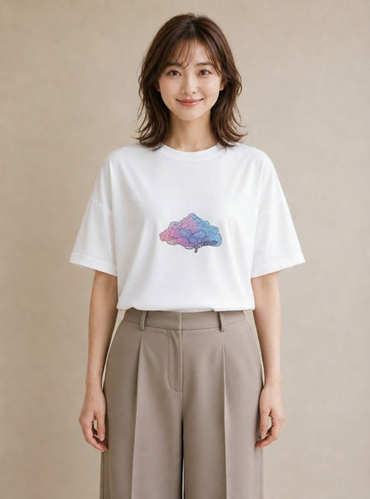 グラフィックTシャツ レディース 空 星空 宇宙 イラスト こなれ感 旅行用 海 白T