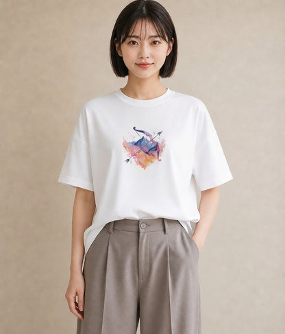グラフィックTシャツ レディース 山羊座 星空 宇宙 イラスト ポップ お揃い 親子 白T
