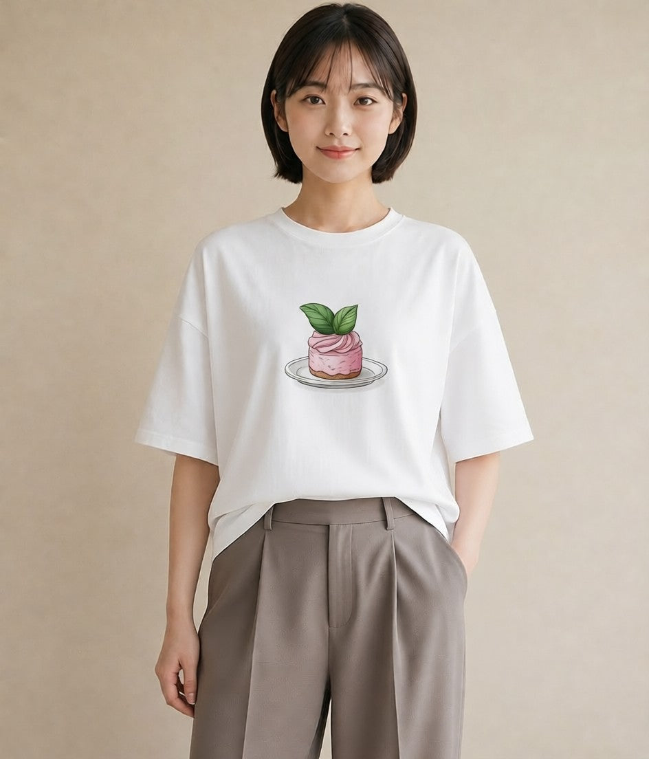 プリントTシャツ レディース マフィン 食べ物 フード イラスト ユニーク 自分用 ルームウェア 白T