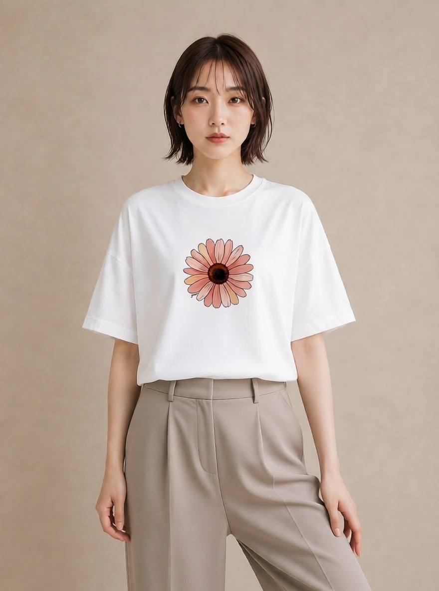 グラフィックTシャツ レディース たんぽぽ 花 花柄 イラスト 抜け感 親子 20代 白T