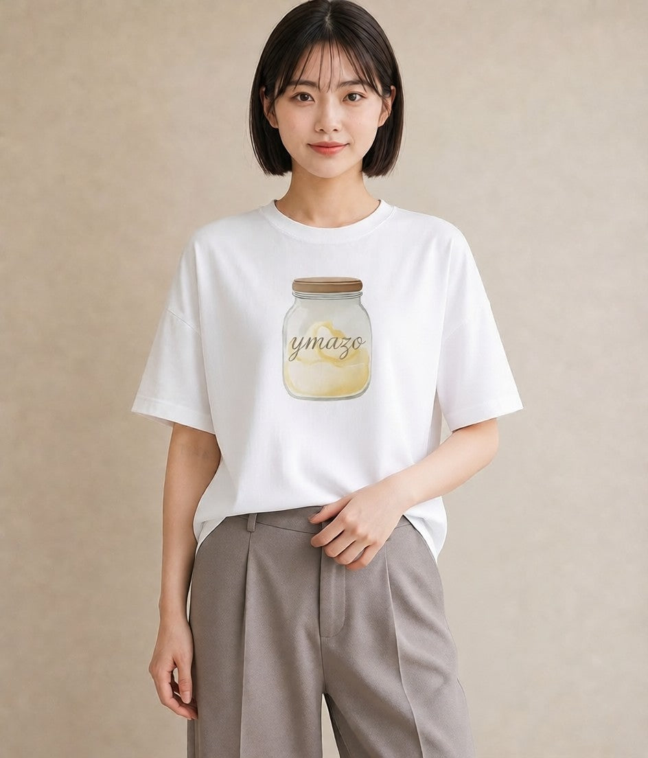 Tシャツ レディース パフェ 食べ物 フード イラスト こなれ感 夏コーデ 通学 白T
