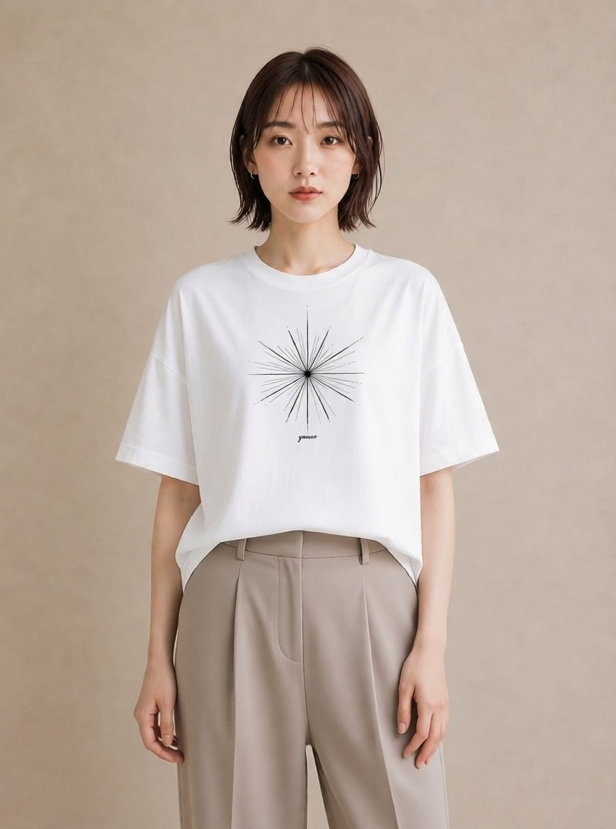 プリントTシャツ レディース 幾何学 ミニマル ジオメトリック イラスト ボタニカル 海 カフェ巡り 白T