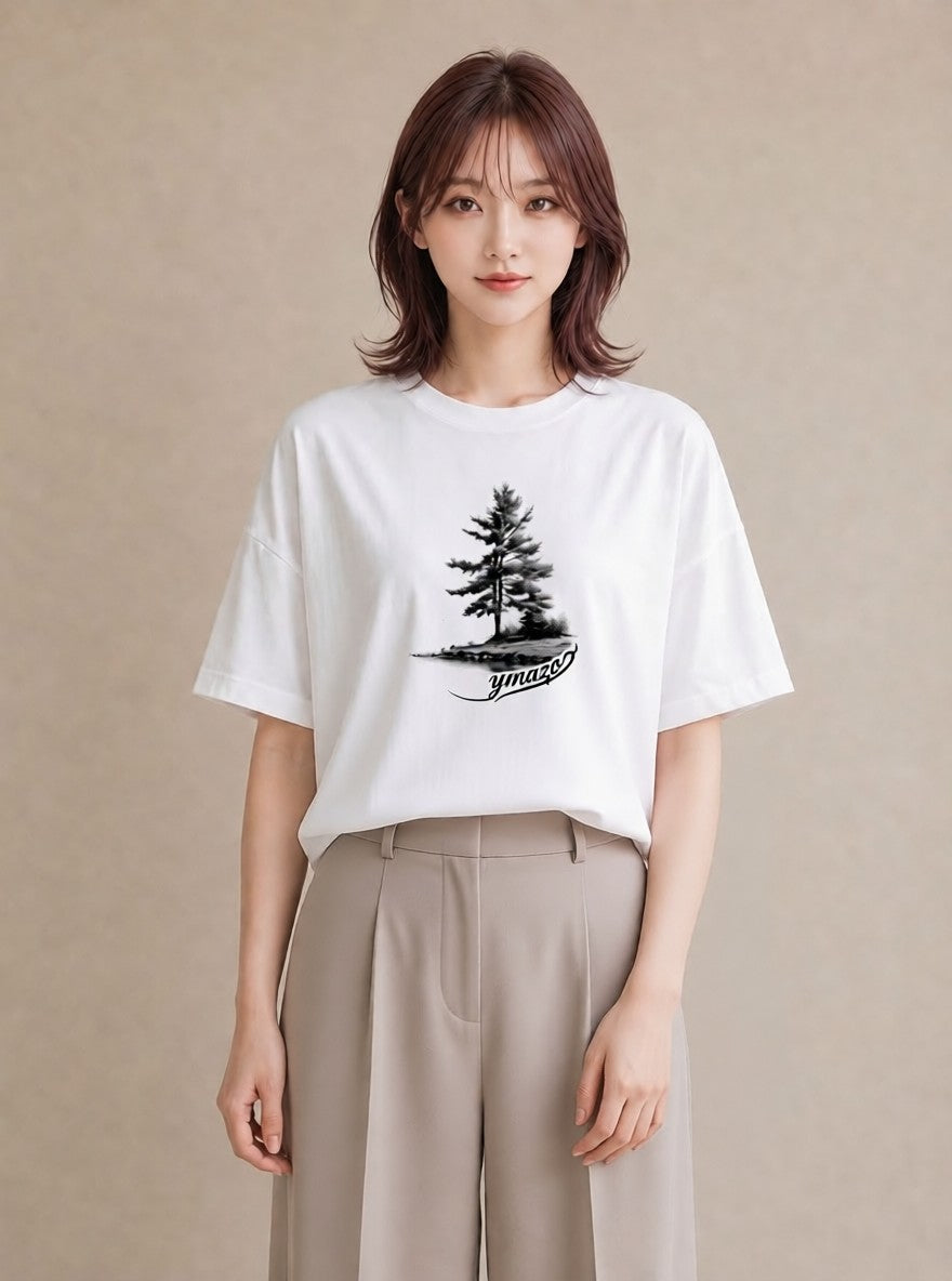 プリントTシャツ レディース 窓辺の雨 雨の日 窓 ナチュラル アンティーク イラスト シック おしゃれギフト 社会人 白T