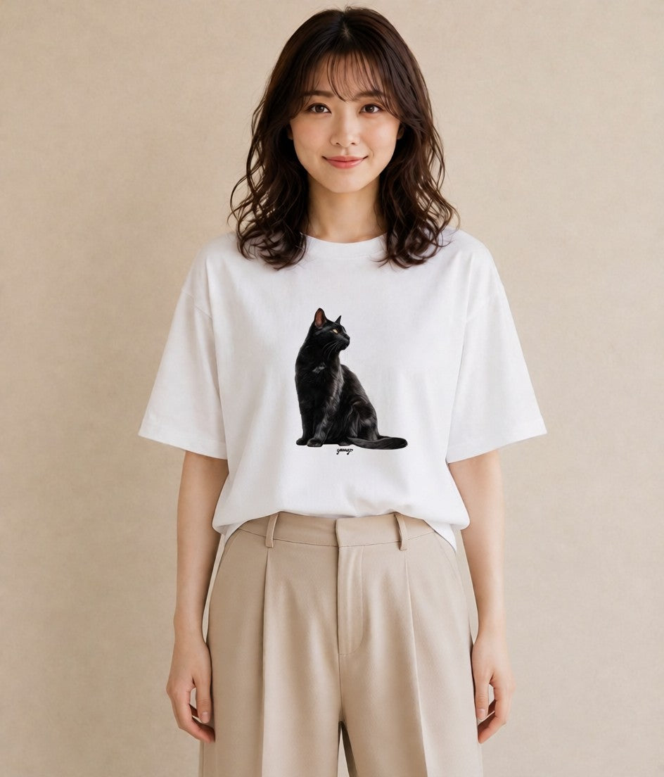 半袖Tシャツ レディース 靴下猫 猫 ねこ イラスト カフェコーデ クリスマス 旅行 白T