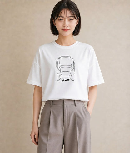 Tシャツ レディース 駅のホーム ローカル線 駅 ナチュラル アンティーク イラスト 水彩風 社会人 女性 白T
