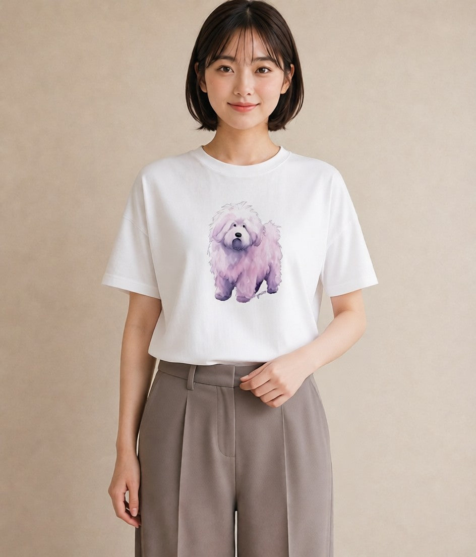 グラフィックTシャツ レディース ビションフリーゼ 犬 いぬ イラスト 北欧風 女子会 お揃い 白T